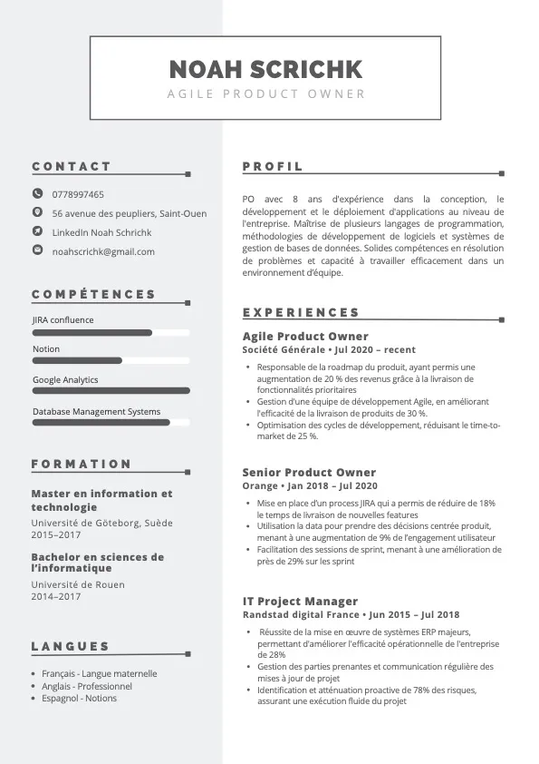 CV Product Owner 4 modèles de CV PO percutants